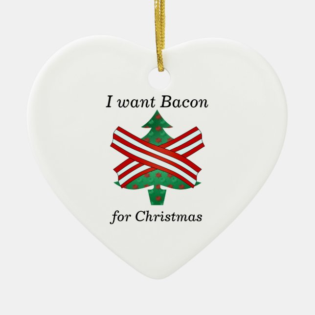 Ich will Speck für Weihnachten Keramikornament (Vorne)