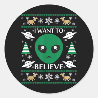 Ich Wollte, Alien Weihnachten zu glauben Runder Aufkleber