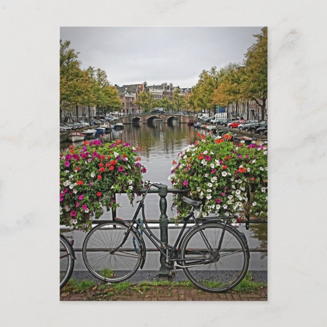 Ich Wollte auf meinem Fahrrad in Amsterdam - Postk Postkarte (Vorderseite)