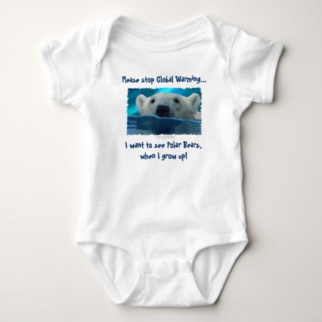"ICH WOLLTE, BÄREN ZU SEHEN..." Polar Bear Art Baby Strampler (Vorderseite)