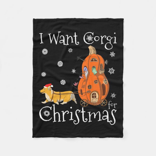 Ich Wollte Corgi zu Weihnachten Funny Santa Corgi  Fleecedecke (Vorderseite)