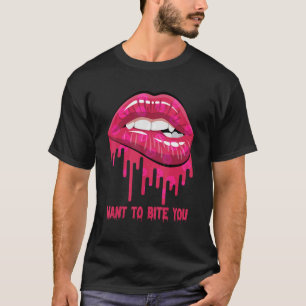 Ich Wollte, dir Halloween-Vampirfangs-Weibchen zu  T-Shirt