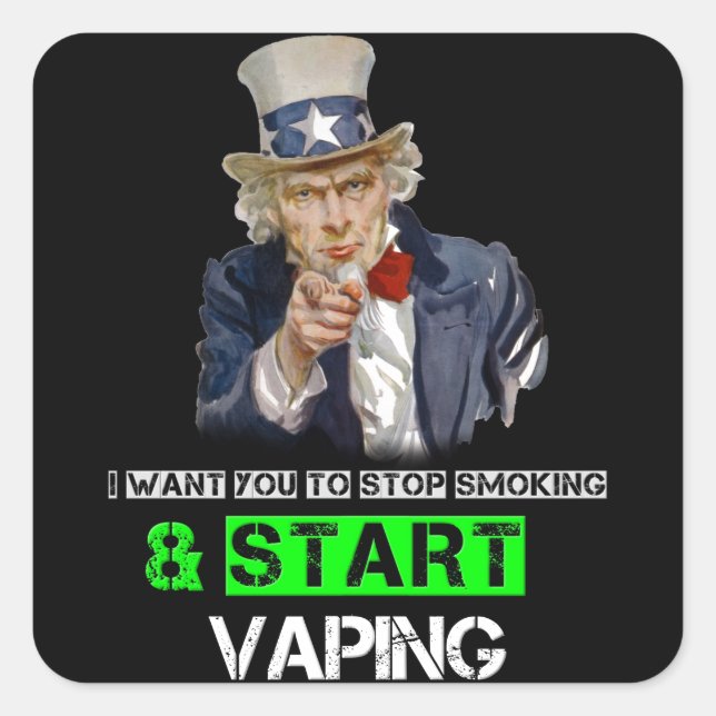 Ich Wollte dir Uncle Sam Vape Quadratischer Aufkleber (Vorderseite)
