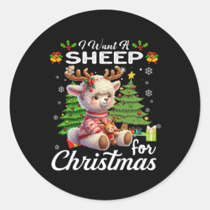 Ich Wollte ein Schaf für Weihnachten Niedliche Ges Runder Aufkleber