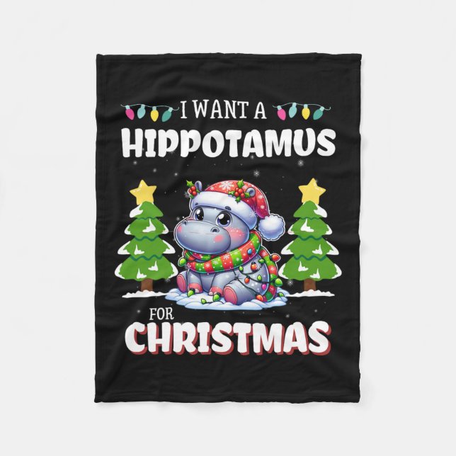 Ich Wollte einen Hippopotamus für Weihnachten Fleecedecke (Vorderseite)