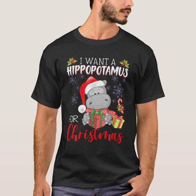 Ich Wollte einen Hippopotamus für Weihnachten Funn T-Shirt (Vorderseite)
