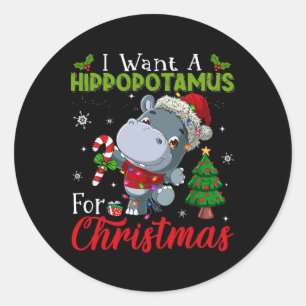 Ich Wollte einen Hippopotamus für Weihnachten Hipp Runder Aufkleber