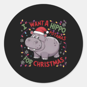 Ich Wollte einen Hippopotamus für Weihnachten Hipp Runder Aufkleber