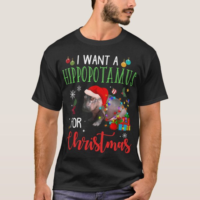 Ich Wollte einen Hippopotamus für Weihnachten Hipp T-Shirt (Vorderseite)