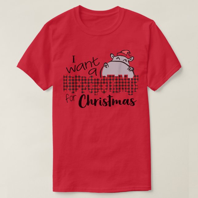 Ich Wollte einen Hippopotamus für Weihnachten Hipp T-Shirt (Design vorne)
