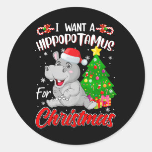 Ich Wollte einen Hippopotamus für Weihnachten Paja Runder Aufkleber