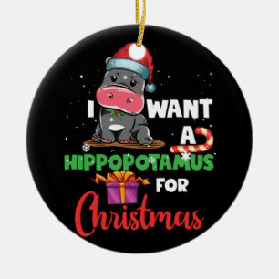 Ich Wollte einen Hippopotamus für Weihnachten Wei Keramik Ornament