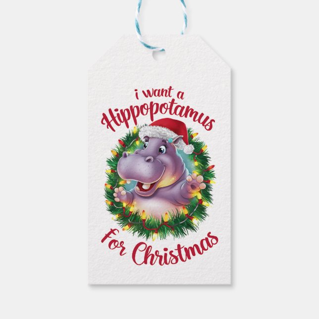 Ich Wollte einen Hippopotamus für Weihnachten Weih Geschenkanhänger (Rückseite)