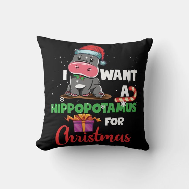 Ich Wollte einen Hippopotamus für Weihnachten Weih Kissen (Vorderseite)