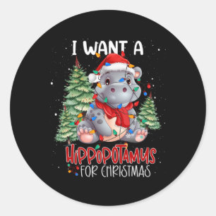 Ich Wollte einen Hippopotamus für Weihnachten Weih Runder Aufkleber