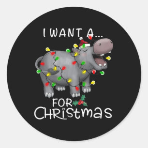Ich Wollte einen Hippopotamus für Weihnachten Weih Runder Aufkleber
