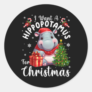 Ich Wollte einen Hippopotamus für Weihnachten Weih Runder Aufkleber
