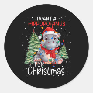 Ich Wollte einen Hippopotamus für Weihnachten Weih Runder Aufkleber