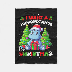 Ich Wollte einen Hippopotamus für Weihnachtskids B Fleecedecke