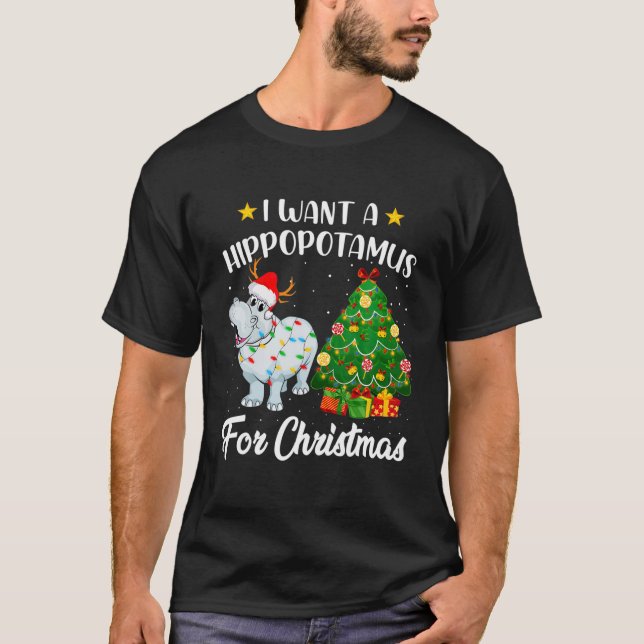 Ich Wollte einen Hippopotamus für Weihnachtslicht  T-Shirt (Vorderseite)