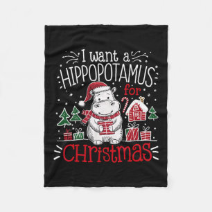 Ich Wollte einen Hippopotamus Weihnachten Pajamas Fleecedecke