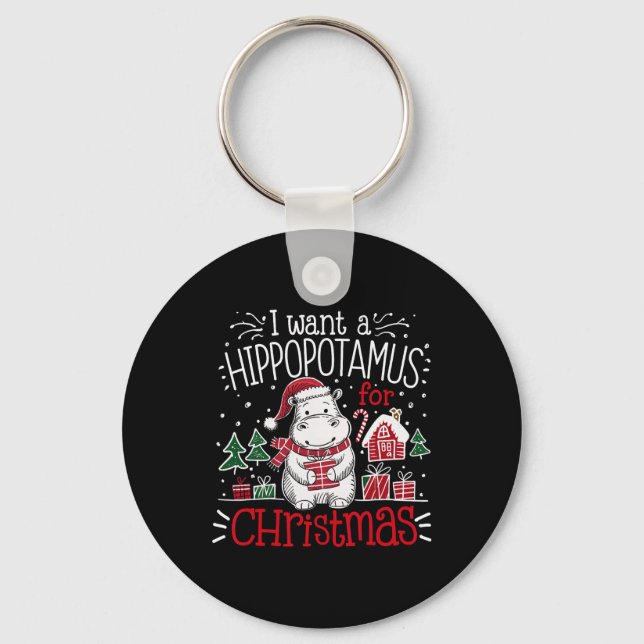 Ich Wollte einen Hippopotamus Weihnachten Pajamas  Schlüsselanhänger (Vorderseite)