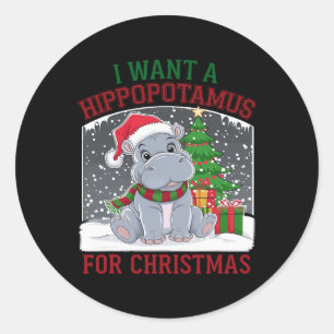 Ich Wollte einen Hippopotamus zu Weihnachten Niedl Runder Aufkleber