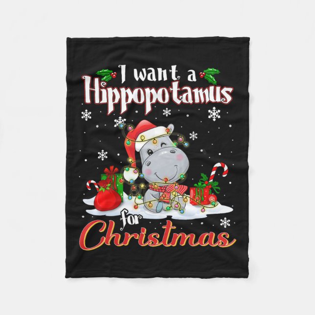 Ich Wollte einen Hippopotamus Zu Weihnachten Weihn Fleecedecke (Vorderseite)