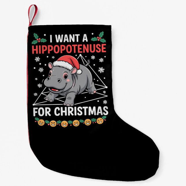 Ich Wollte einen Hippopotenuse für Mathematiklehre Kleiner Weihnachtsstrumpf (Vorderseite)