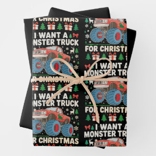 Ich Wollte einen Monster Truck für Weihnachten Ugl Geschenkpapier Set