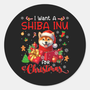Ich Wollte einen Shiba Inu für Weihnachtsbesitzer  Runder Aufkleber