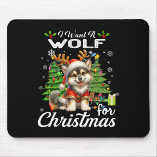 Ich Wollte einen Wolf für Weihnachten Niedliche Ge Mousepad
