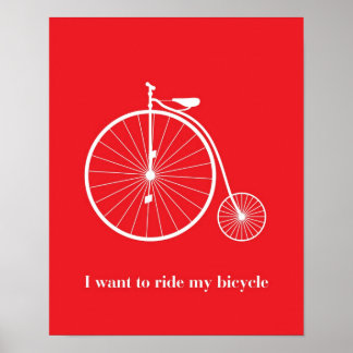 Ich wollte Fahrrad fahren Poster