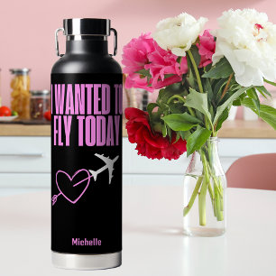 Ich wollte heute fliegen, Herz & Flugzeug, Rosa Cu Trinkflasche