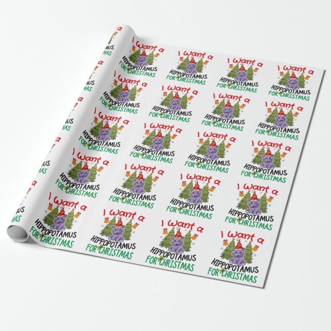 Ich Wollte Hippopotamus für Weihnachten T - Shirt  Geschenkpapier (Ungerollt)