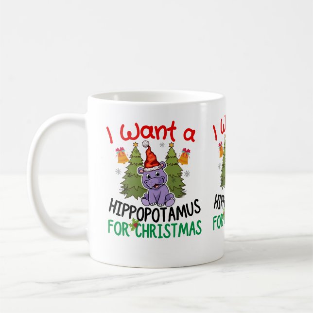 Ich Wollte Hippopotamus zu Weihnachten T - Shirt Kaffeetasse (Links)