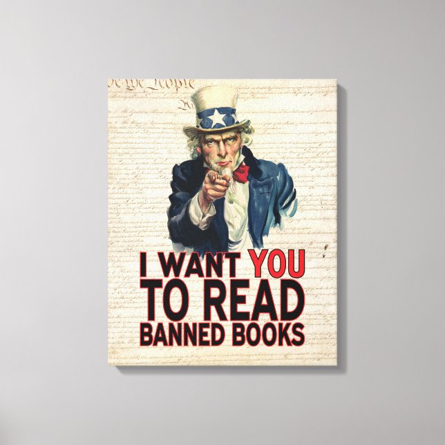 ICH WOLLTE IHNEN, BANNED BOKS ZU LESEN LEINWANDDRUCK (Vorderseite)