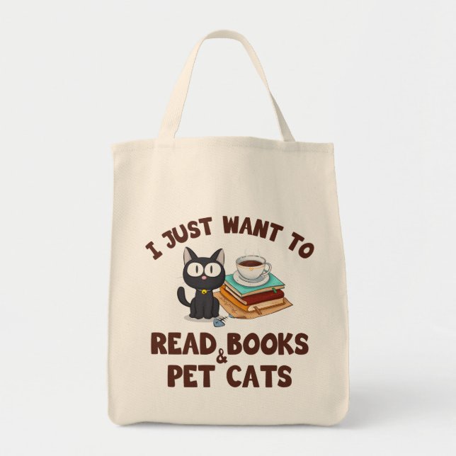 Ich Wollte nur, Bücher und Katzen zu lesen Tragetasche (Vorne)
