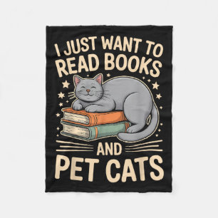 Ich Wollte nur, Bücher zu lesen und Hauskatzen Fun Fleecedecke