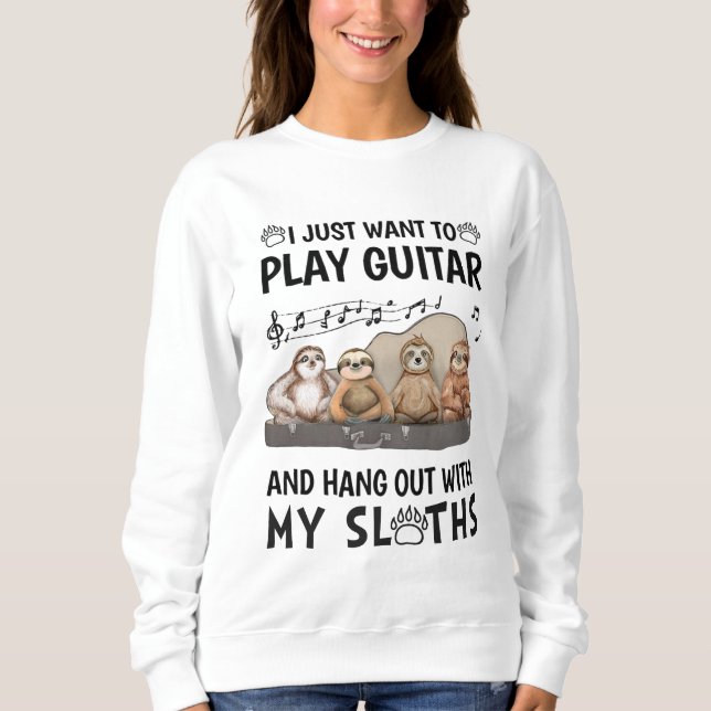 Ich Wollte nur, Gitarrenspiel Shirt Niedlich Sloth (Vorderseite)