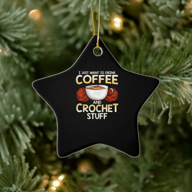 Ich Wollte nur, Kaffee und Crochet zu trinken Keramik Ornament (Baum)