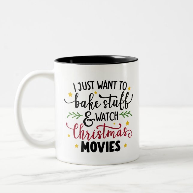 Ich Wollte nur, um zu backen und Weihnachten Movi  Zweifarbige Tasse (Links)