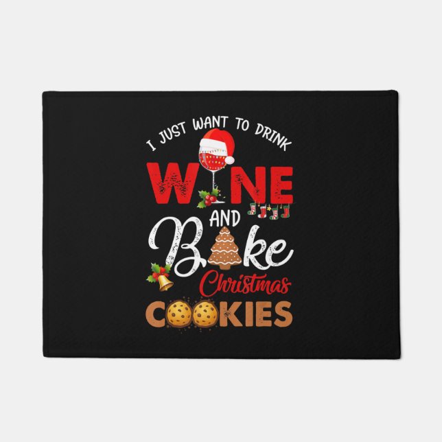 Ich wollte nur Wein zu trinken | Weihnachtskekse Fußmatte (Vorderseite)
