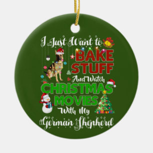 Ich wollte Weihnachtsfilme von deutschem Hirten zu Keramik Ornament