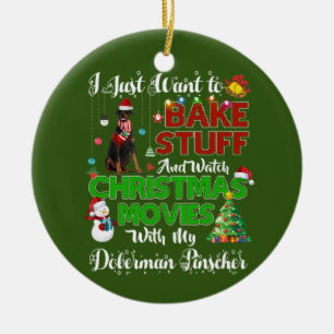 Ich wollte Weihnachtsfilme zu sehen Doberman Pinsc Keramik Ornament