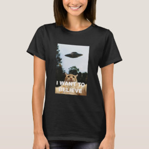 Ich Wollte zu glauben UFO Funny Cat Selfie T-Shirt