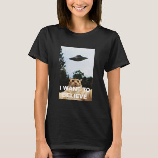 Ich Wollte zu glauben UFO Funny Cat Selfie T-Shirt