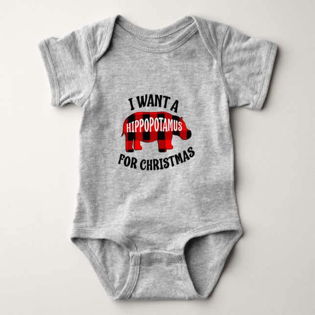 Ich Wollte zu Weihnachten einen Hippopotamus Baby Strampler (Vorderseite)