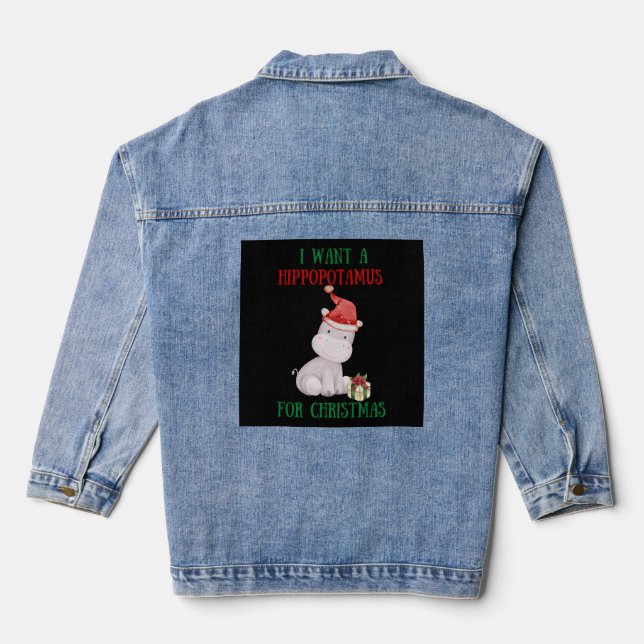 Ich Wollte zu Weihnachten einen Hippopotamus Jeansjacke (Rückseite)