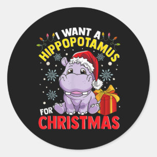 Ich Wollte zu Weihnachten einen Hippopotamus Runder Aufkleber